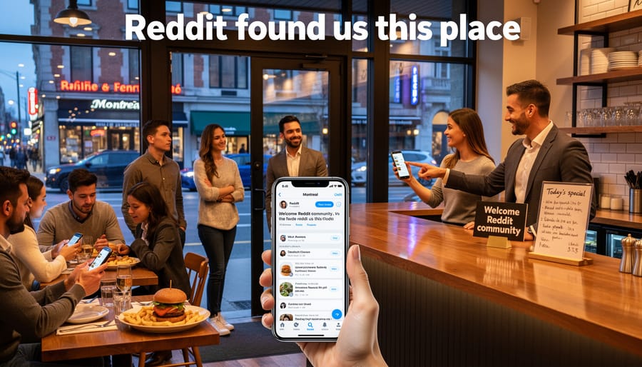 Busy Montreal restaurant dining room with customers enjoying meals